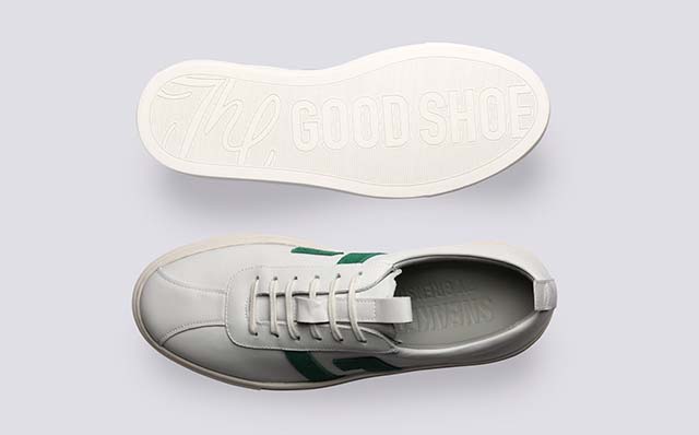 Grenson Sneaker 67 Womens Sneakers in White/Green Leather GRS212750